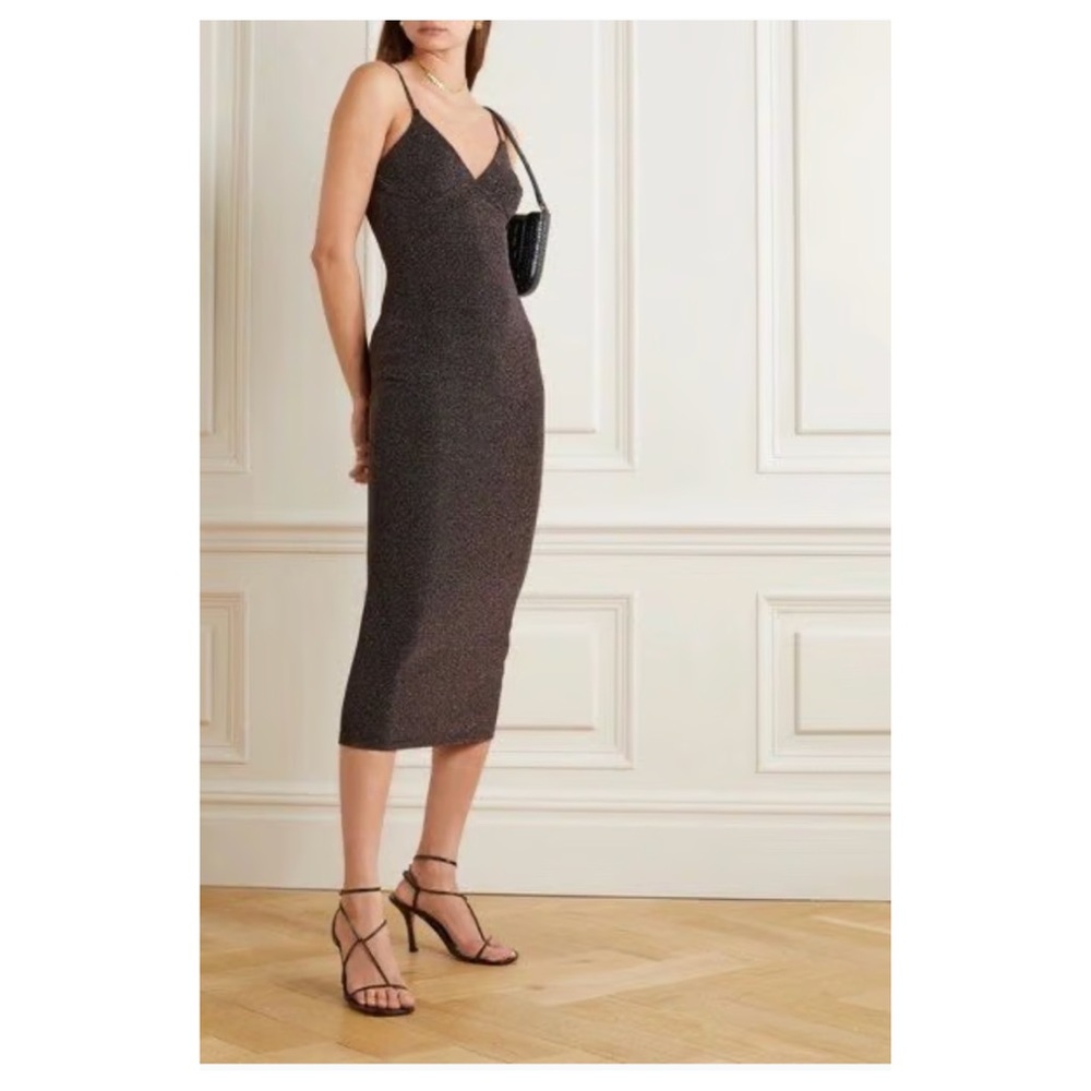 Reformation Glitter Disco Sparkle Stretchy Midi Dress | Size XS